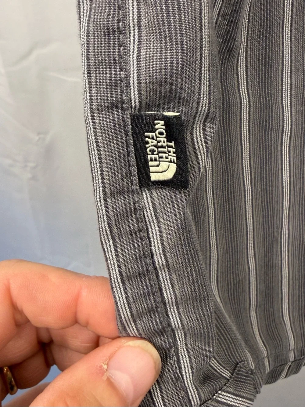 The North Face Gray Striped Button Down Shirt XXL Short Sleeve